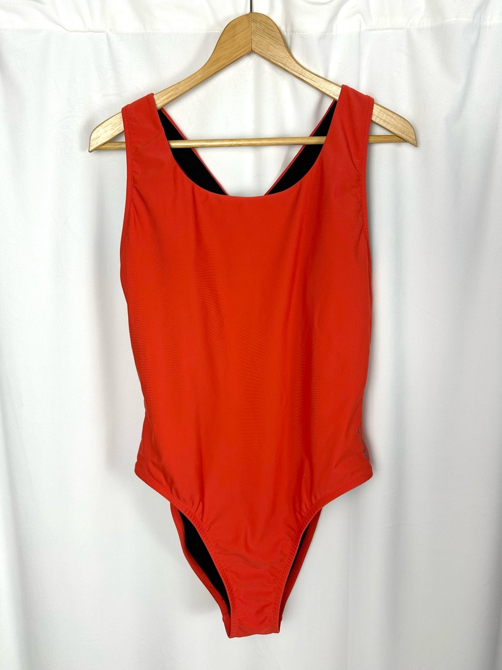 Speedo Red Black Open Back Racerback One Piece Swimsuit Size L